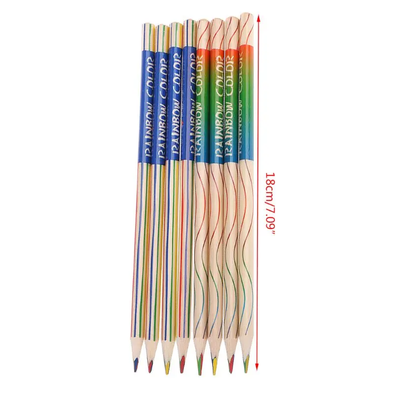

2021 New 1PC DIY Cute Wooden Rainbow Color Pencil For Kid School Drawing Painting Student