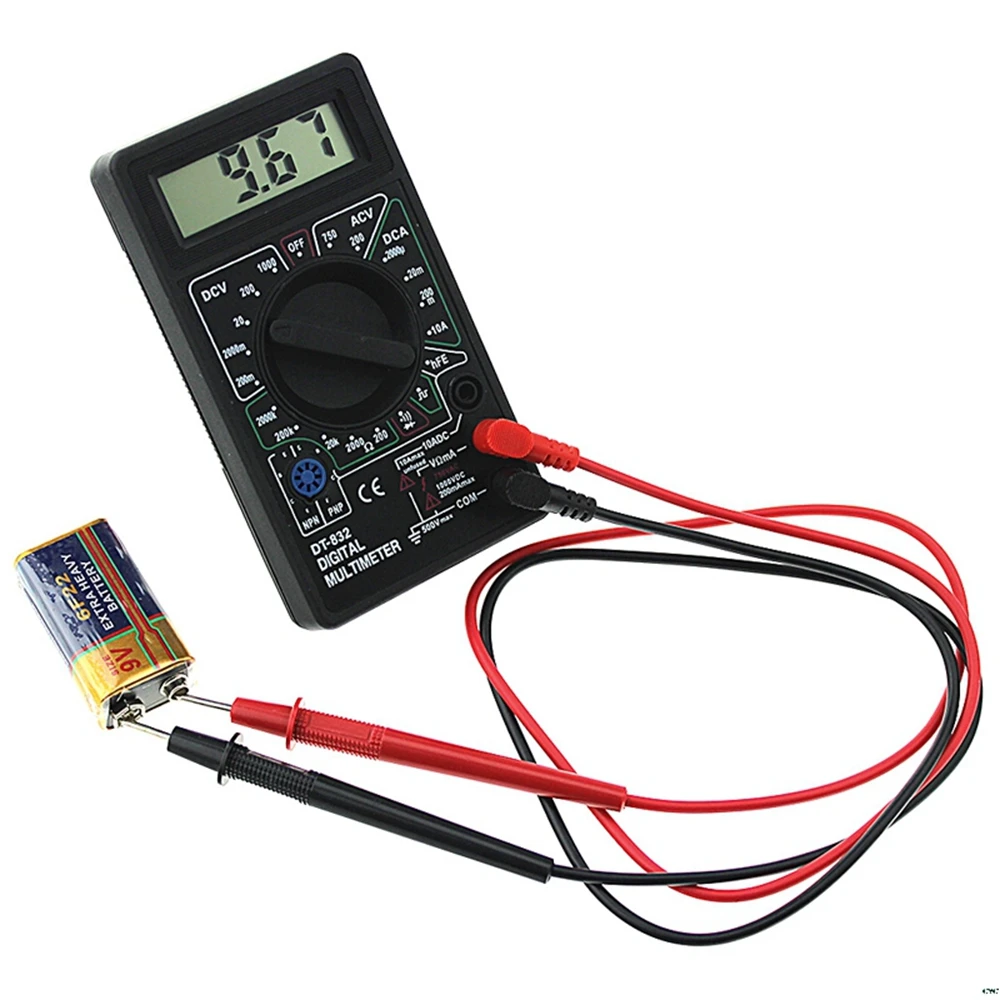 

Professional DT832 Digital Multimeter DC AC Voltmeter Ammeter Ohm Tester A Practical Tool 3 Digits 7segment 0.5"High LCD Display