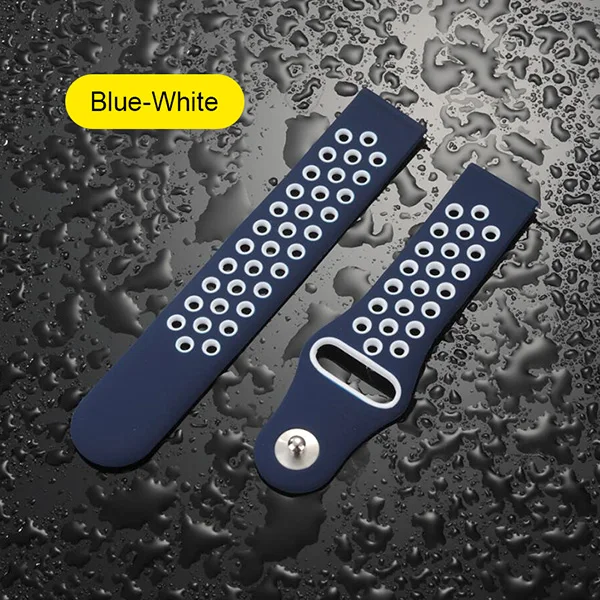 Blue White UEBN 22 мм 20 мм силиконовый сменный дышащий ремешок для часов Garmin Vivoactive 3 samsung gear S2 S3 спортивные ремешки для часов - Цвет ремешка: Blue White