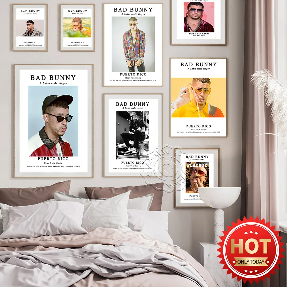 Плакат регги певица плохой кролик Порто-Рико настенные художественные принты