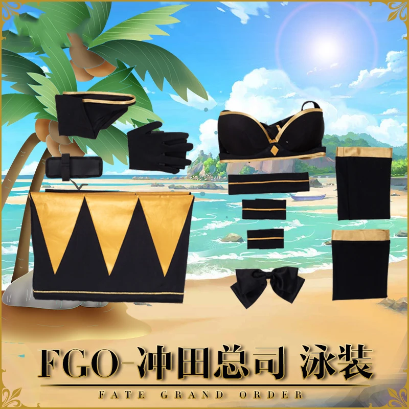 

Anime! Fate/Grand Order FGO Okita Souji Bikini Sexy Uniform Cosplay Costume For Women Summer Swimwear Suit NEW Free Shipping