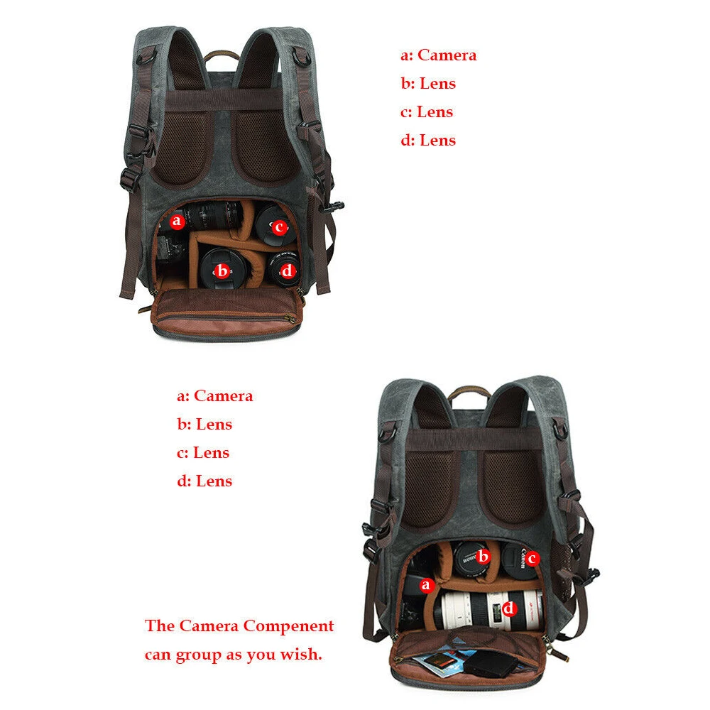 Сумка для камеры путешествий DSLR фотографии водонепроницаемая холщовая сумка на