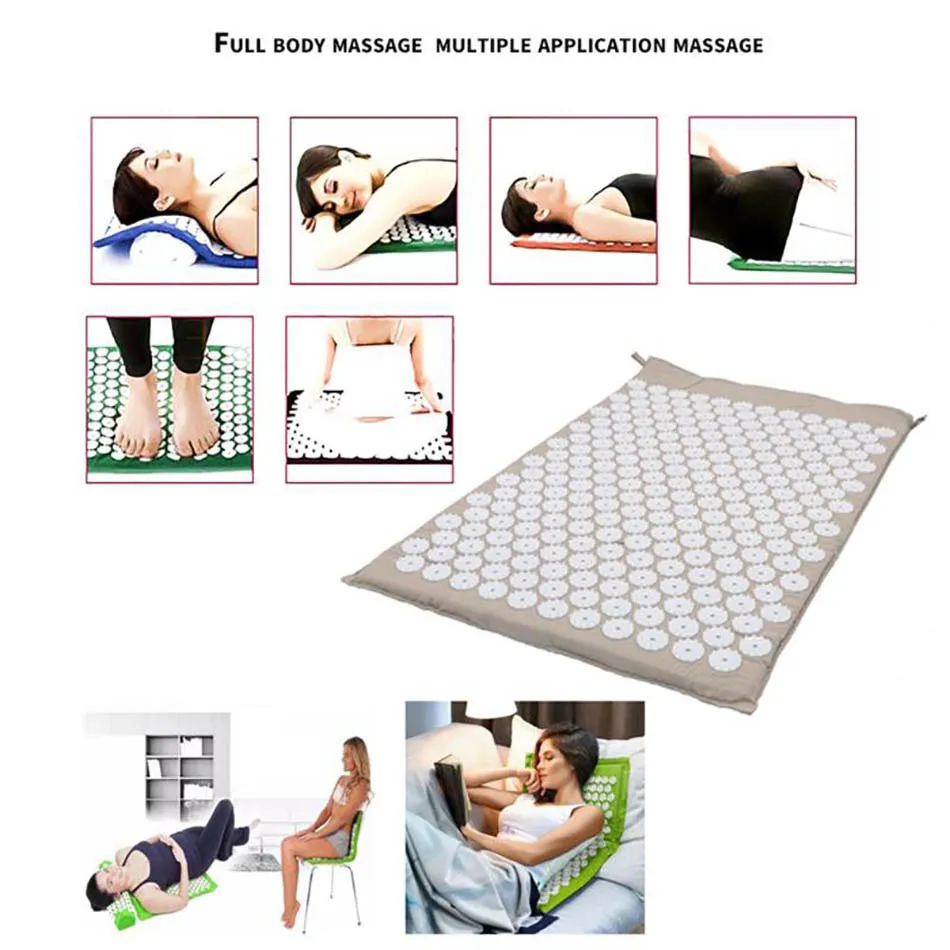 Yoga Mat Acupressure Massage Pad Cushion Acupuncture Pillow Set Needle Relieve Stress Back Neck Sciatic Pain Relax Muscles | Спорт и