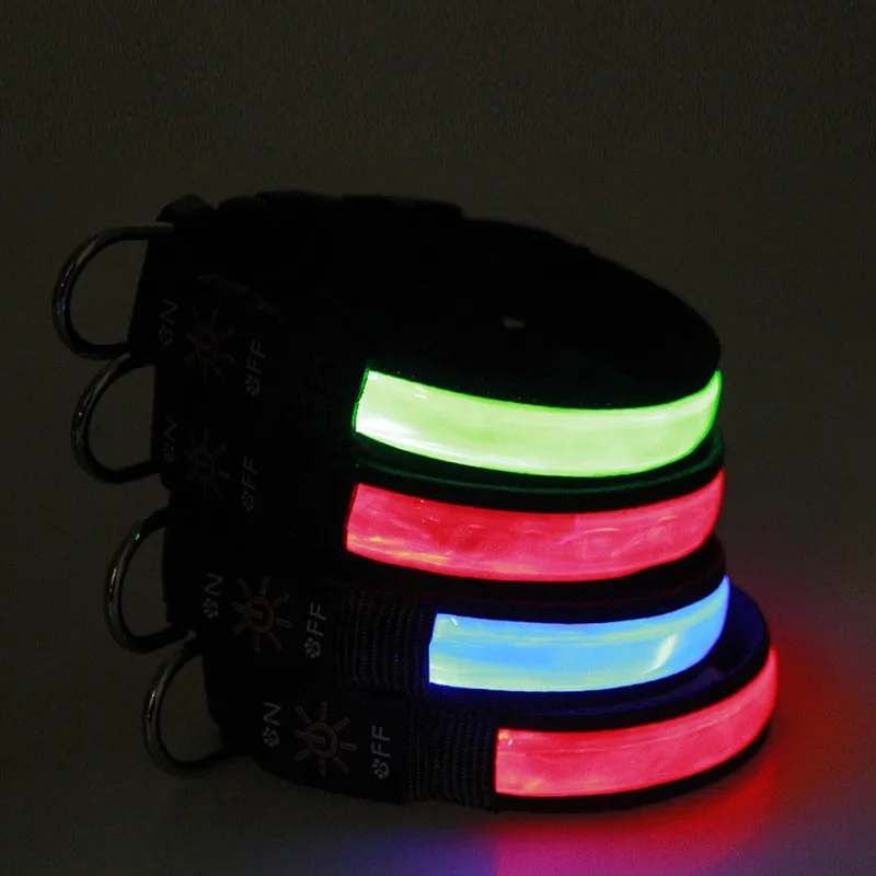 Светодиодный ошейник для собак с защитой от потери в ночное время мигающий