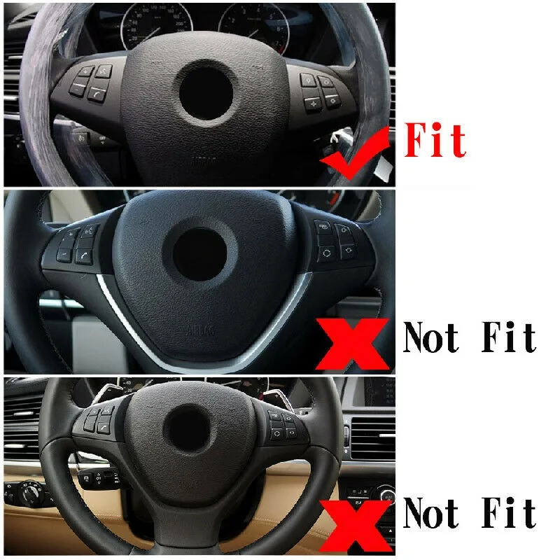 

2pcs Carbon Chrome Car Interior Accessories Steering Wheel Button Frame Decoration For BMW X5 E70 2008 2009 2010 2011 2012 2013