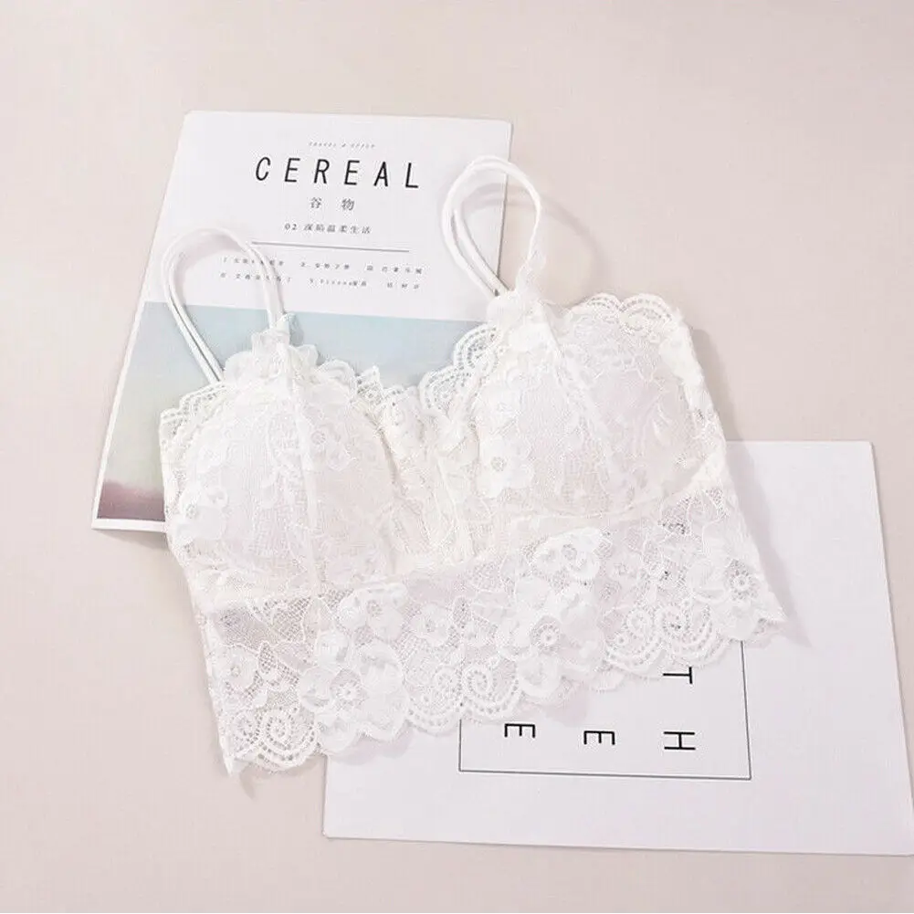 

2020 women black lace tanks tops lace full cup mom padded underwear sexy solid tank tops fashion basic tube tops