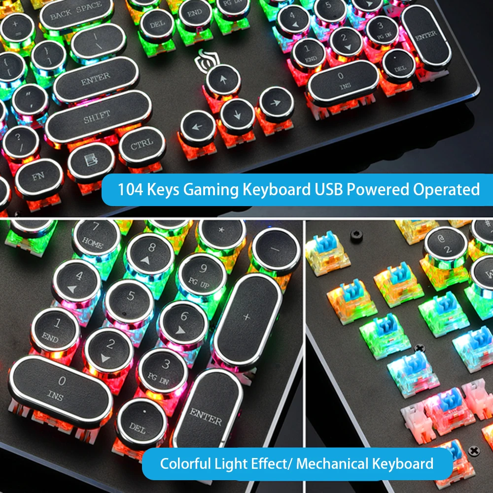 Механическая клавиатура 104 ключей PC игровая питаемые через USB порт работает 9