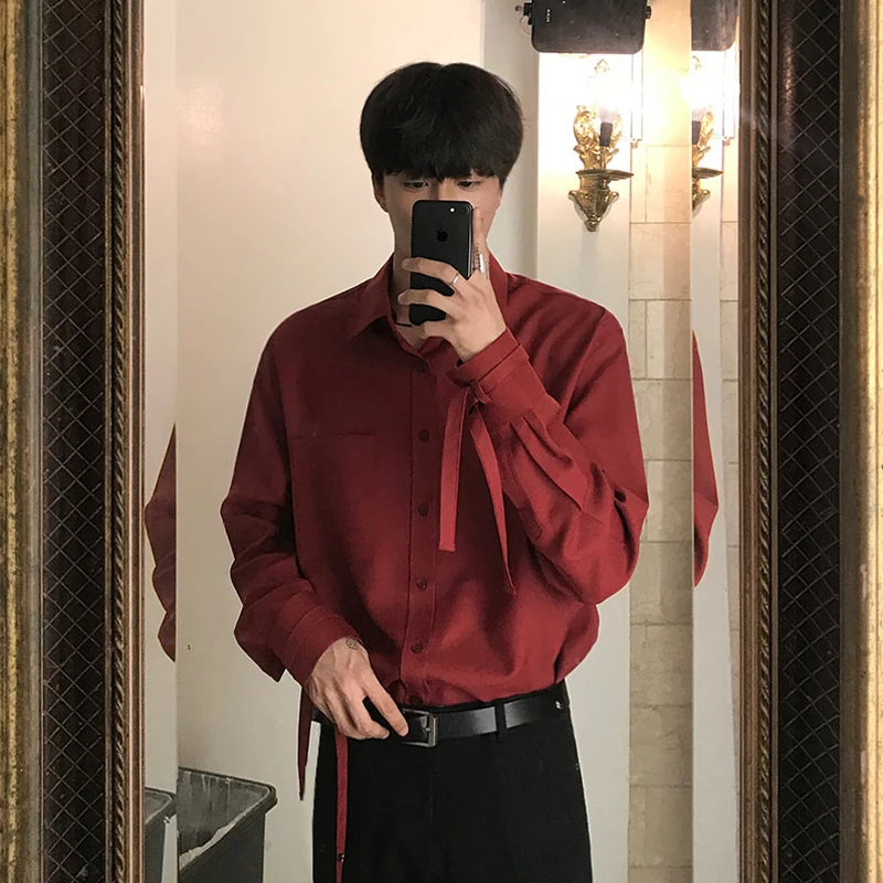 Мужская одежда IEFB новинка весны 2021 модная белая и красная рубашка мужские