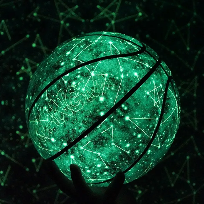 2021 New Starry Sky Glow In The Dark Basketball Professional  PU Leather  Size 7  Fluorescent Bright Ball  for Birthday Gift