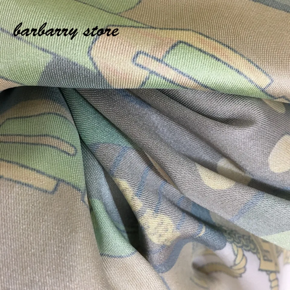 

2021 luxury design high end retro flower belt printing women's fashion long sleeve top temperament versatile Lapel silk shirt