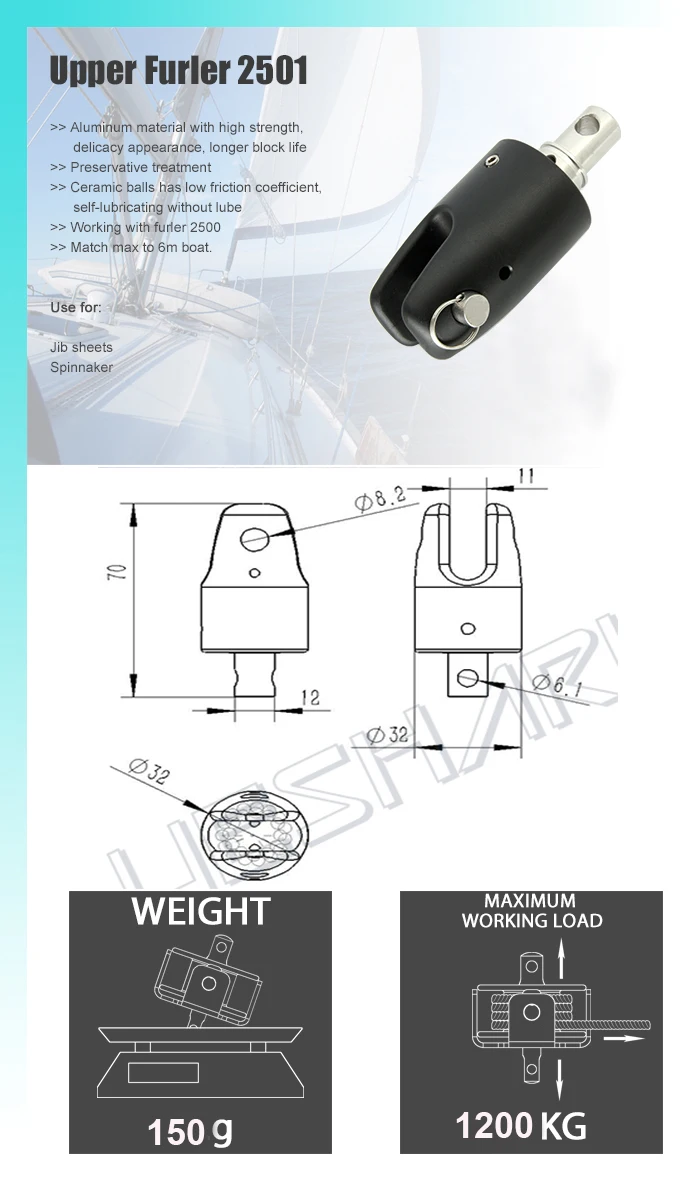 Алюминиевый барабан Furler 2500 верхний 2501 оборудование для морской лодки|sailboat