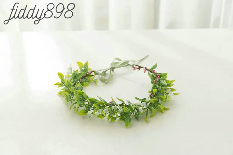 Зеленая Цветочная корона свадебная головная повязка для невесты на выпускной