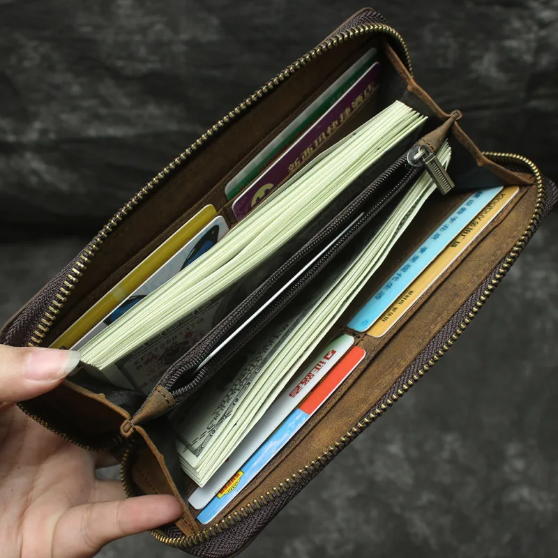 

Hand Bag, Men's Long Wallet, Multi-card, Hand-made Retro Silver Bag, Man's Single Pull Bag.
