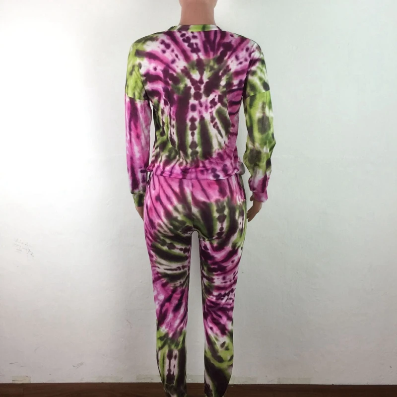 

ZOOEFFBB Fashion Tie-dye Fall Two Piece Set for Women Clothes Tops and Pants Tracksuits Lounge Wear Women Outfits Matching Sets