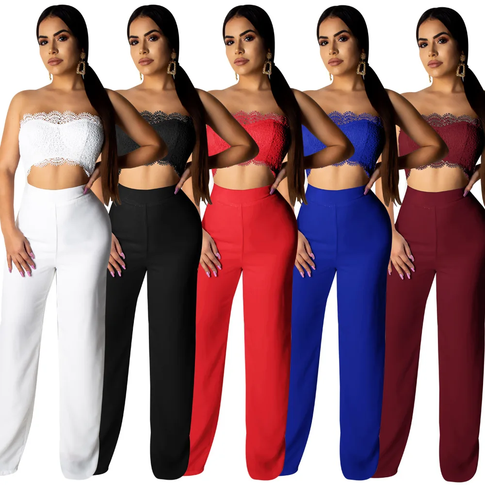 

Женский кружевной комбинезон с открытыми плечами, летний модный комбинезон с широкими штанинами, 2020