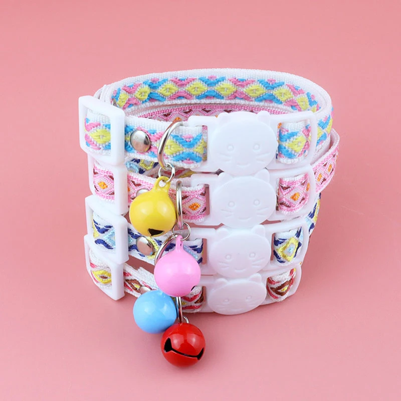 

New Beautiful Fruit Printing Bell Collars Pet Collars Adjustable Plaid Jacquard Collars Cute Pretty Cat Collars Pet Supplies