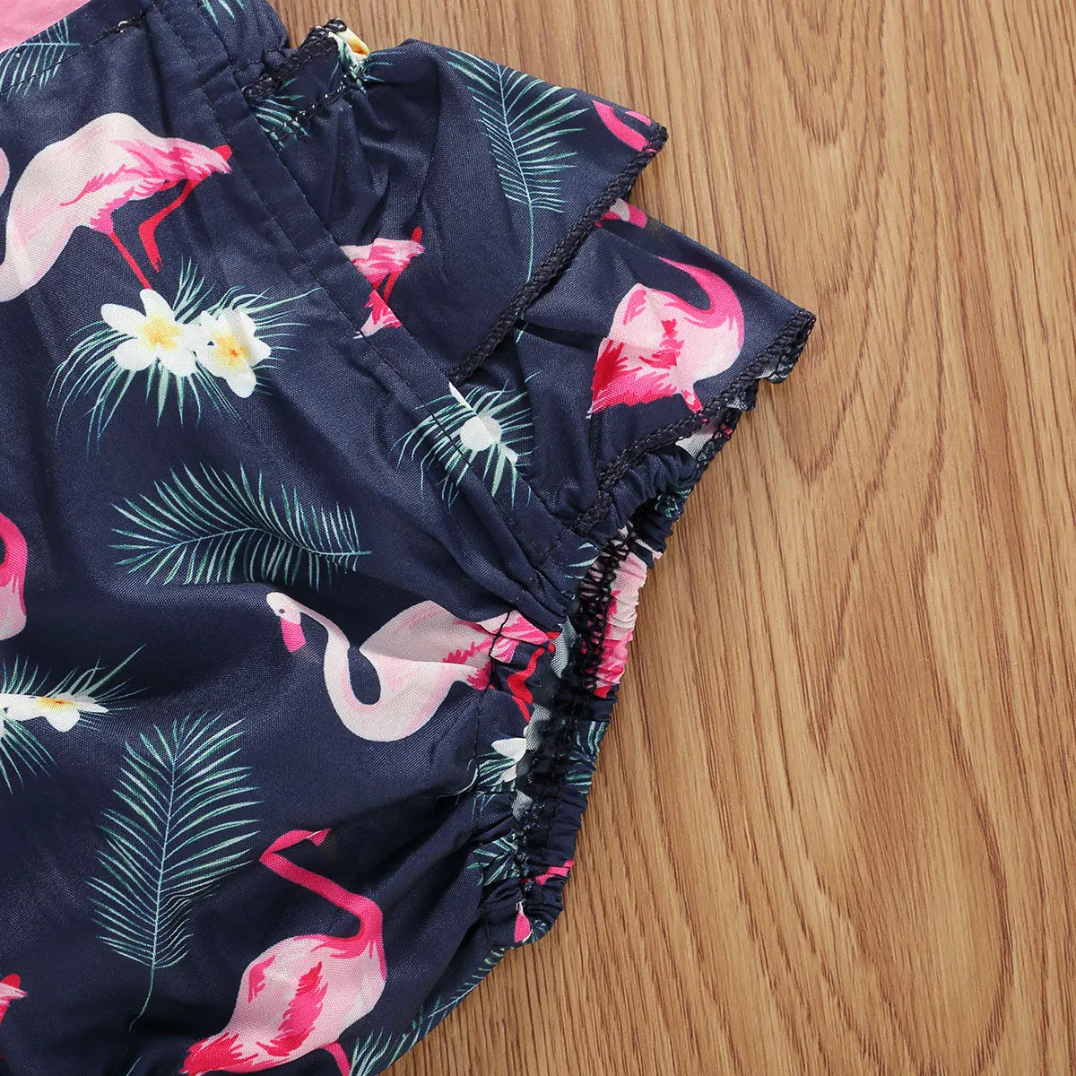 Baby Girl Summer Clothing Suits Short Flare Sleeve Jumpsuit Lemon Pineapple Flamingo Print Square Collar | Мать и ребенок