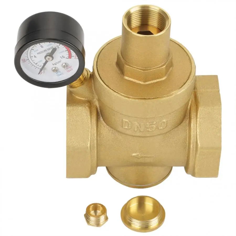 Латунный редуктор давления воды BSP DN50 с регулируемым манометром латунный