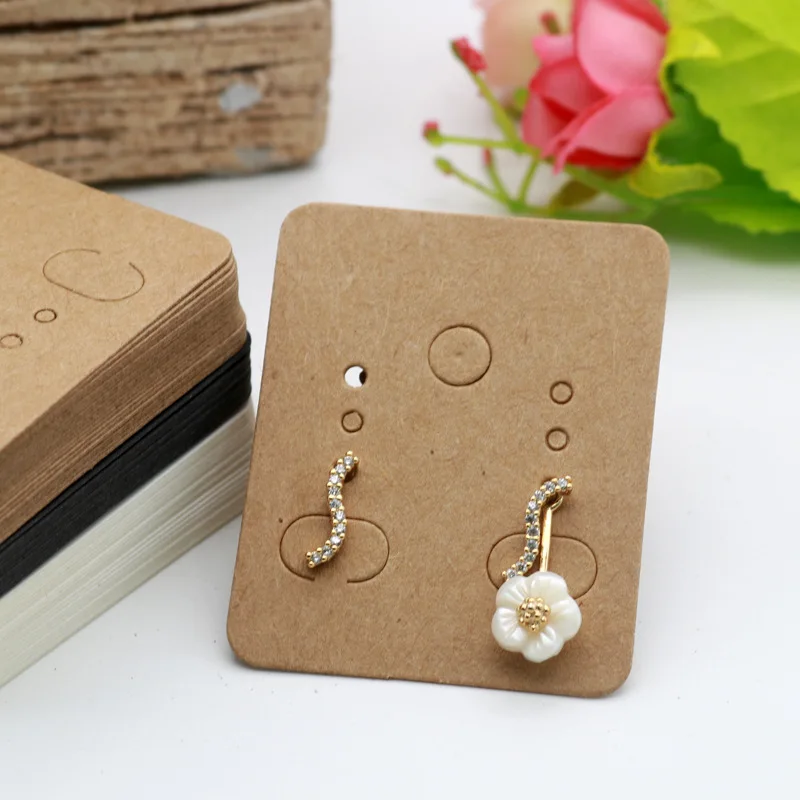 50pcs 3.8x4.8cm Earring Display Card Earring Card Holder Blank Kraft Paper Tags for DIY Ear Studs Long Drop Jewelry Display Card