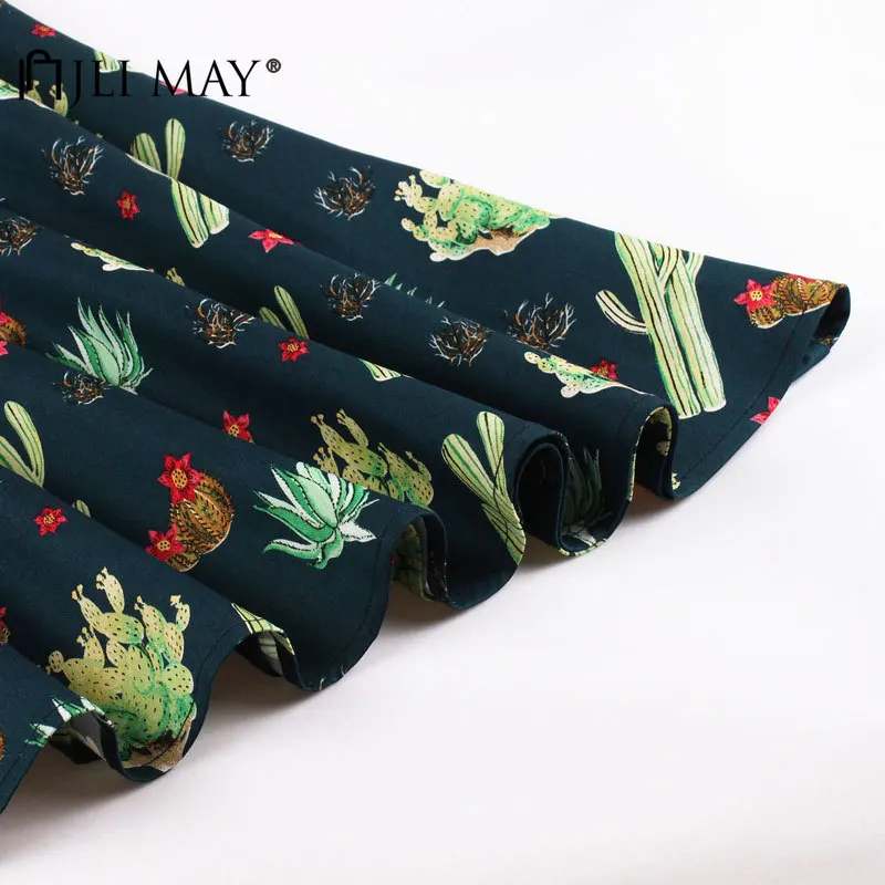 

JLI MAY Women Print Dresses V-Neck Sleeveless Empire A-Line Slim Summer Casual Midi Dress