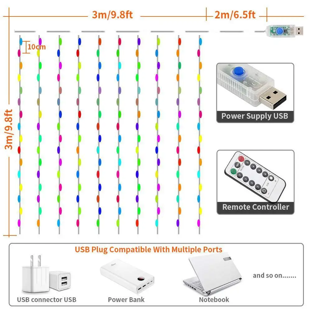 Гирлянда светодиодная с питанием от USB 3 х1/2/3 м|Светодиодная лента| |