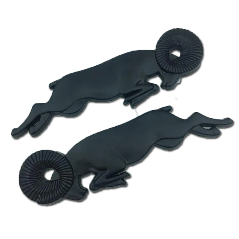 black a pair Для Dodge Ram caliber 3D Автомобильная головка гриль задняя дверь 3D наклейка s металлическая Замена эмблемы металлический хром значок наклейка Ram Head - Название цвета: black a pair