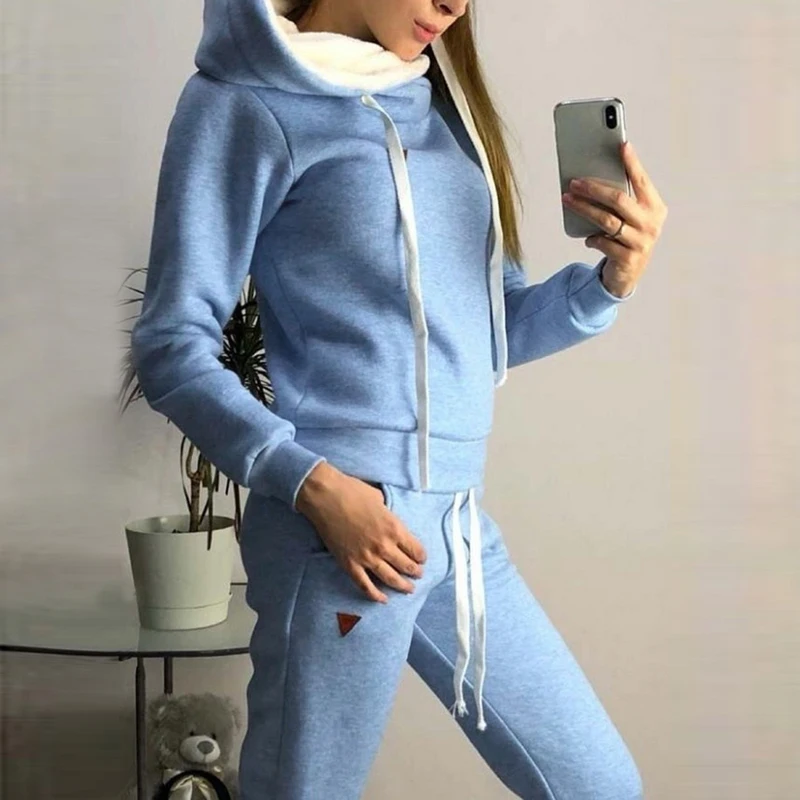 Женский спортивный костюм Loozykit повседневный теплый флисовый из двух предметов с
