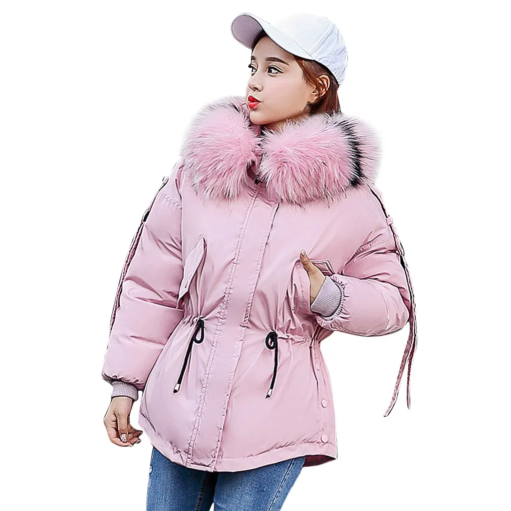 Женская зимняя теплая куртка-парка, верхняя одежда с длинным рукавом из искусственного меха, с капюшоном, с хлопковой подкладкой, с карманами, Бандажное пальто, Дамская парка пальто оверсайз, Новинка