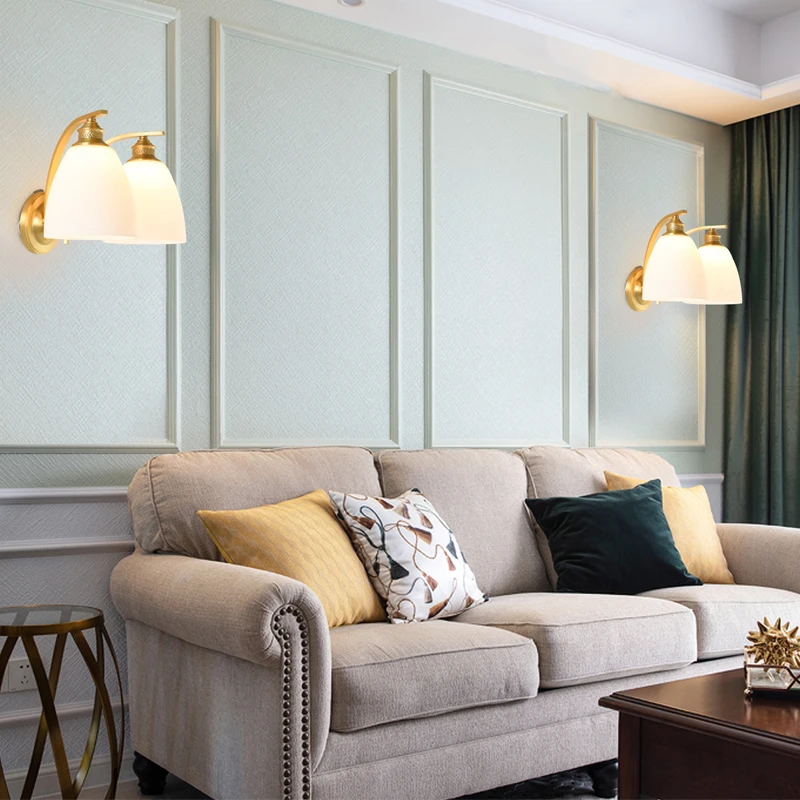 Современный настенный светильник стеклянный медный современные светодиодные