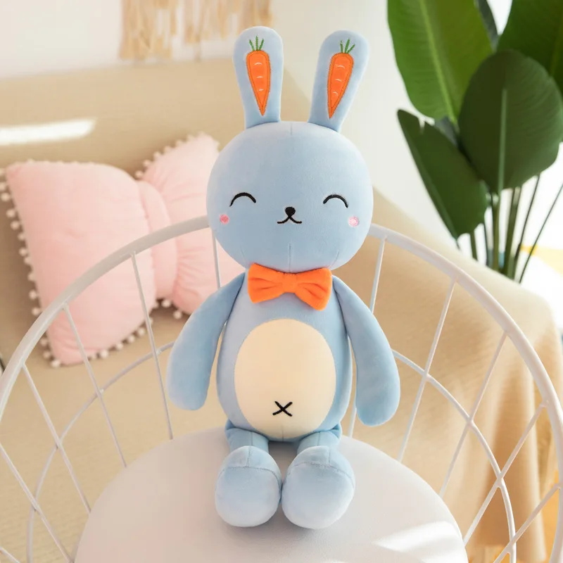 

New Bow Tie Rabbit Plush Toy Soft Stuffed Doll Cute Bunny Pillow Children's Ragdoll Carrot Rabbit Birthday Gift For Baby Girls
