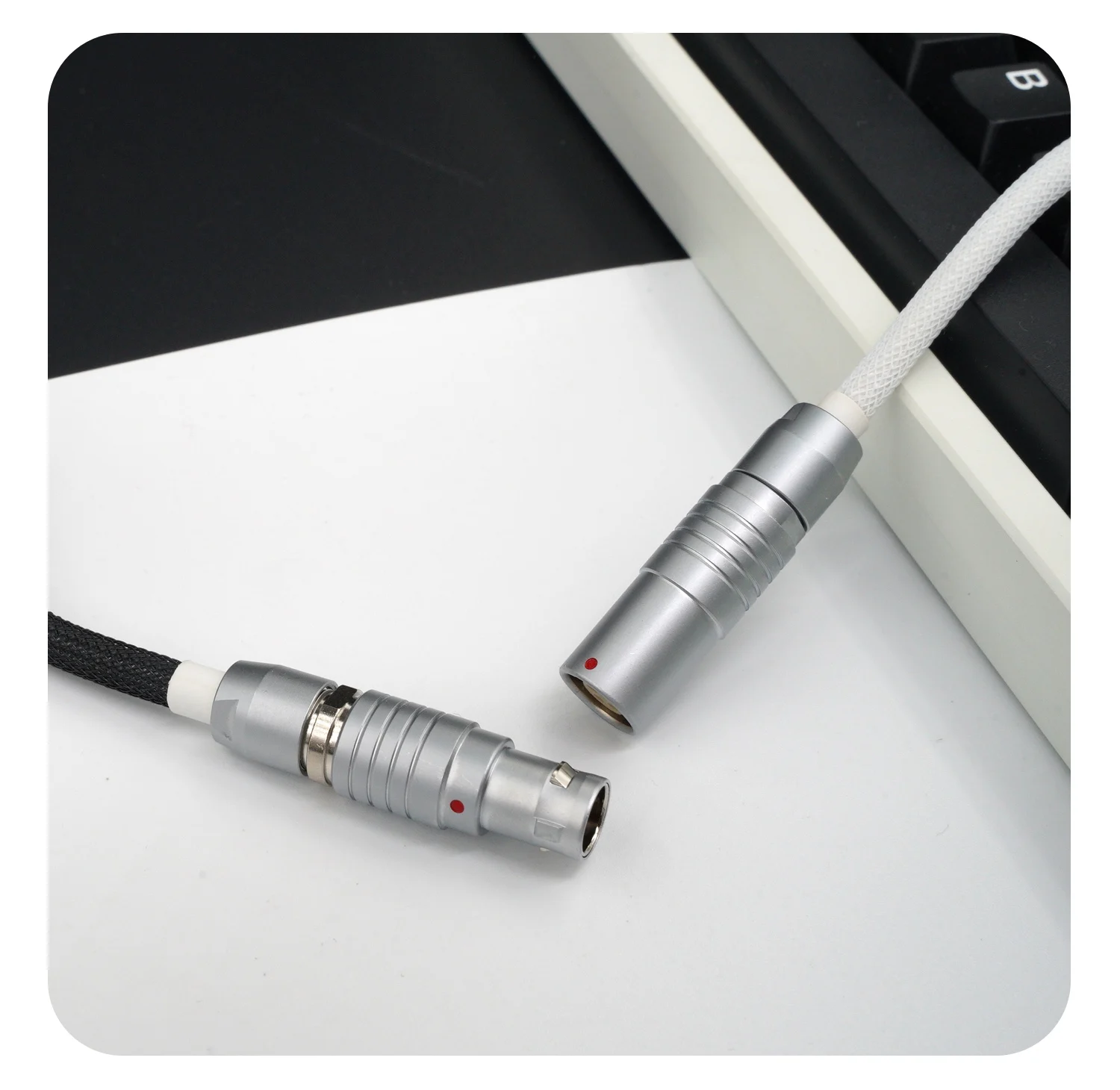 geekcable handmade customized mechanical keyboard data cable for gmk theme sp keycap line black and white colorway free global shipping