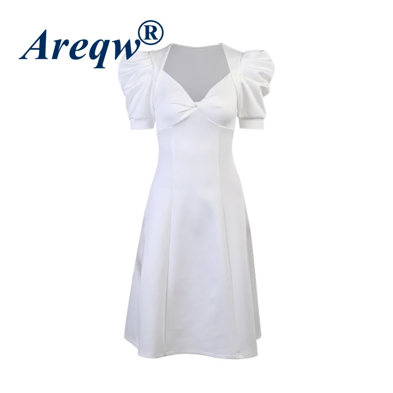 

New Style Sexy Waist Short-sleeved Bubble Dress Women's Sexy Skirt