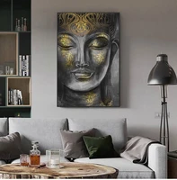 1 pieces modern home decor wall art pictures for living room golden buddha statue hd canvas oil painting bedroom fashion posters