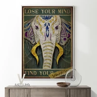 hippie poster modern renaissance animal painting wall art prints elephant canvas bedroom home decor quirky housewarming gift