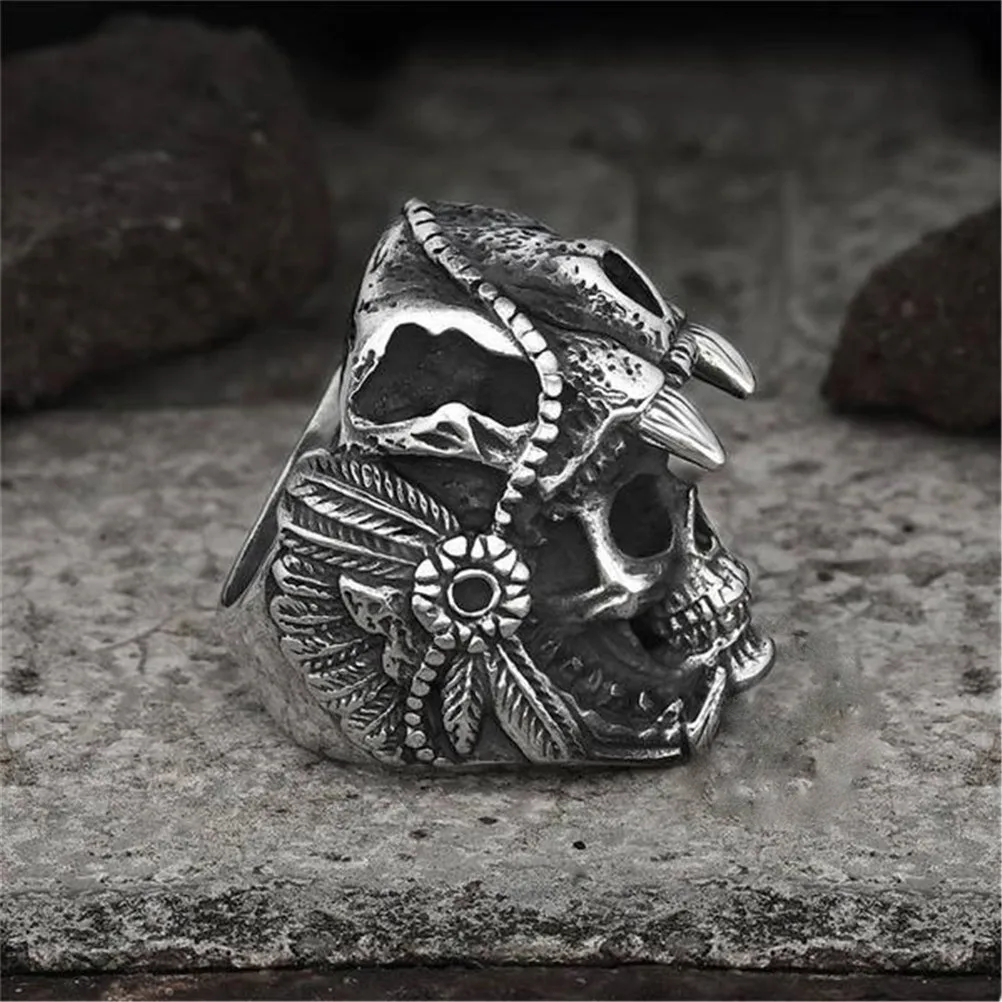 

Retro Fashion Domineering Tiger Head Samurai Skull Ring Male Tide Punk Gothic Hip Hop Party Jewelry Accessories Gift Wholesale