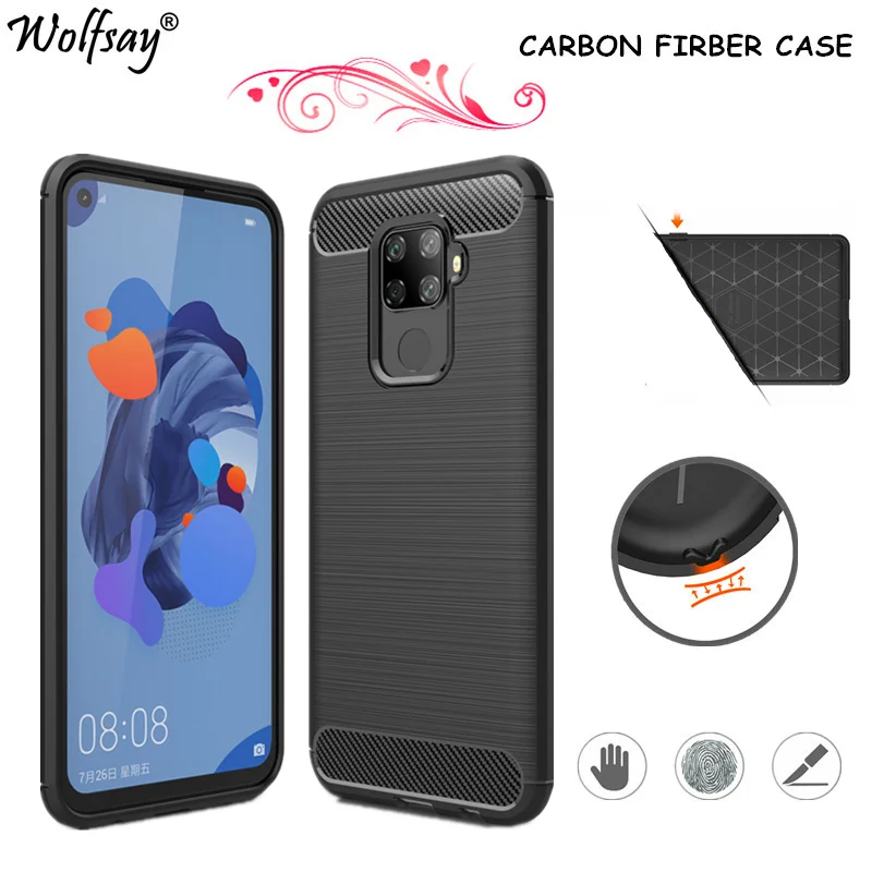 

Чехол из углеродного волокна для Huawei Nova 5Z, резиновый силиконовый бампер, противоударный чехол для телефона Huawei Nova 5Z, чехол Huawei Nova 5Z