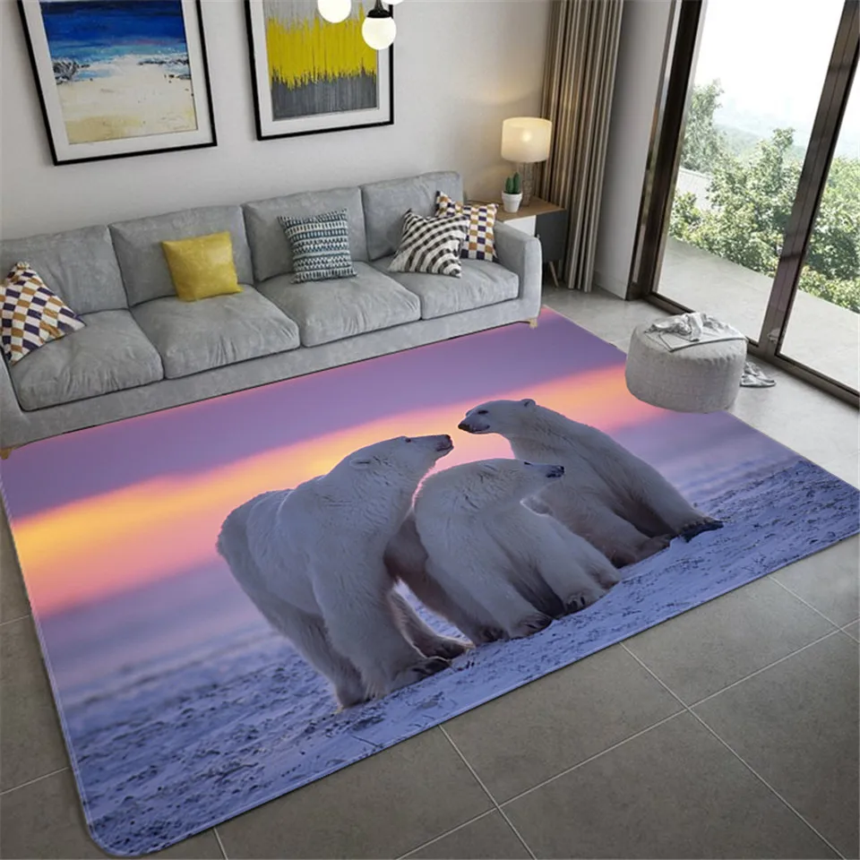 Cute Polar Bear Children Room Carpet 3D Animal Rug Living Flannel Sponge Bath Mat Absorbent Home Decor Hallway | Дом и сад