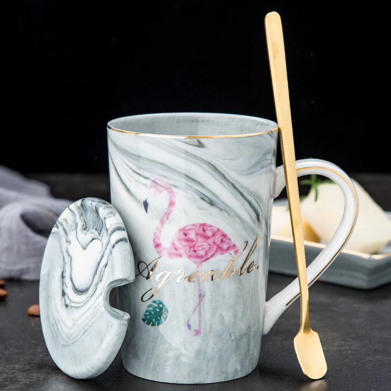 

Luxury Marble Pattern Cup Phnom Penh Mug Gift Box Set Coffee Mug Couple Flamingo Ceramic Souvenir Wedding Bridal Lover's Gifts