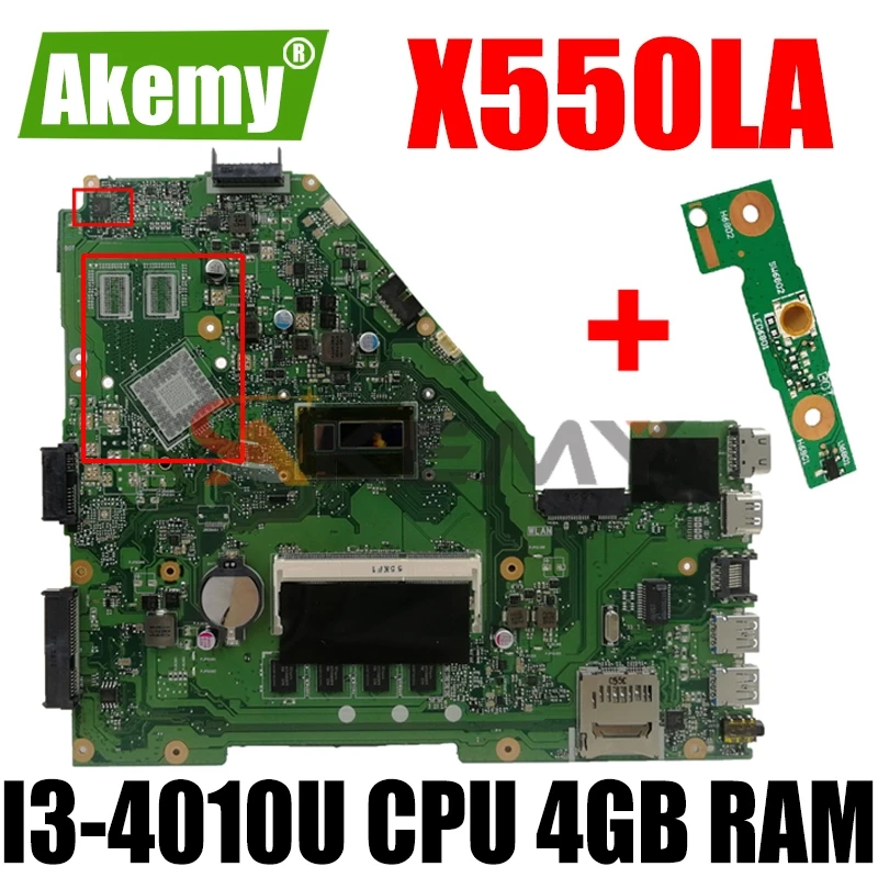 

X550LA Motherboard I3-4010U CPU 4GB RAM LVDS For Asus A550L X550LD R510L X550LC X550L X550 laptop Motherboard X550LA Mainboard