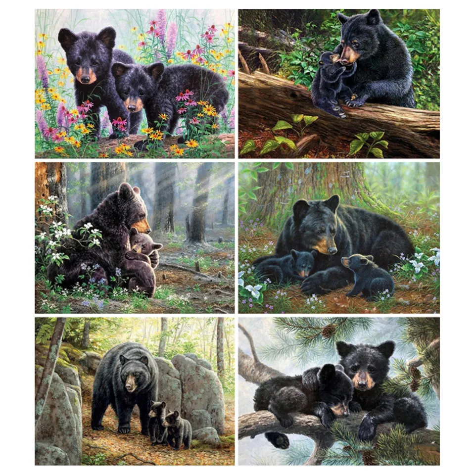 DIY 5D Diamond Embroidery Bear Full Drill Square Picture of Rhinestone Painting Animal Handicraft Handmade Art Gift |