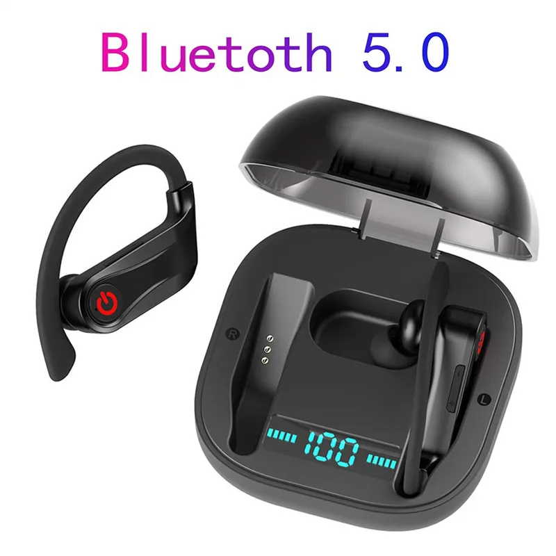 PowerHBQ Pro TWS Bluetooth 5.0 Wireless Earphones 6D Stereo Sports ear hook Headphones Waterproof Earbuds Power Display HBQ Q62
