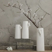 modern white animal handle ceramic cachepot flower vase porcelain pot home wedding living room decoration accessories