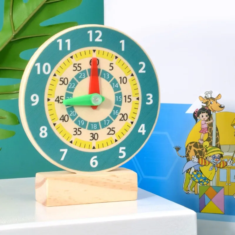 

Children Clock Teaching Aid Wooden Montessori Early Education Clock Student Mathematics Textbook Teaching Aids Clock Model Toy