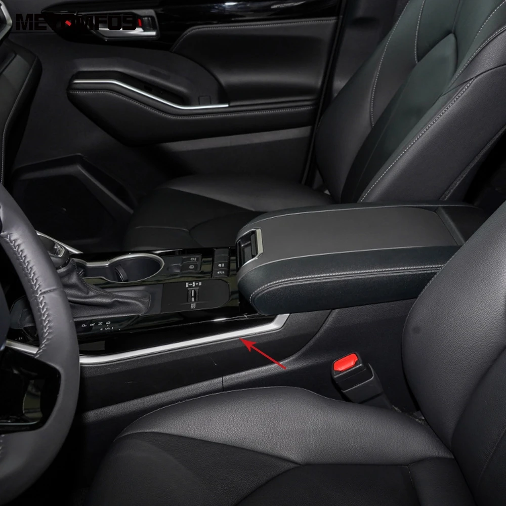 

For Toyota Highlander Hybrid 2021 2022 Interior Gear Shift Box Strips Cover Molding Trim Decoration Sticker Car Accessories