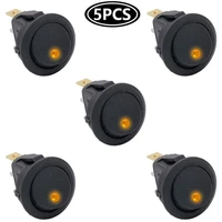 5pcs 3 pin 12v 20a amps car truck rocker round toggle led switch on off control yellow