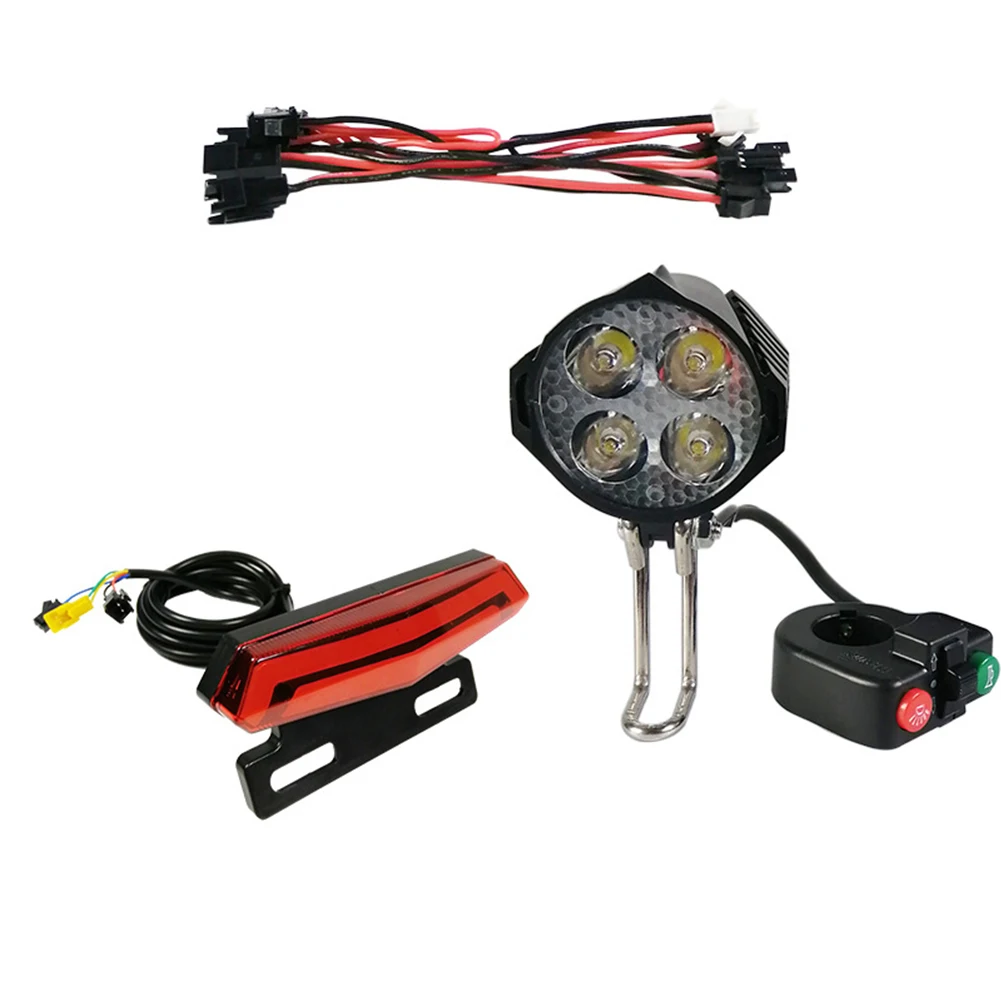 

12-60v Electric Bicycle Front Rear Light Set With Horn Brake Turn Signal Cool Tail Lamp Headlight Taillight E-bike Accessories