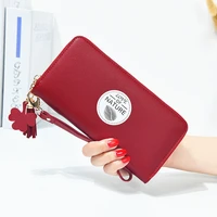 womans wallet long zipper cartoon print leather coin purses tassel design clutch wallets female money bag credit card holder