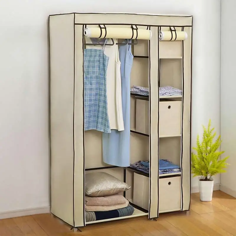 

2 Doors Non-woven Wardrobe Bedroom Cloth Folding DIY Home Furniture Clothing Storage Cabinet Dustproof Closet Storage HWC