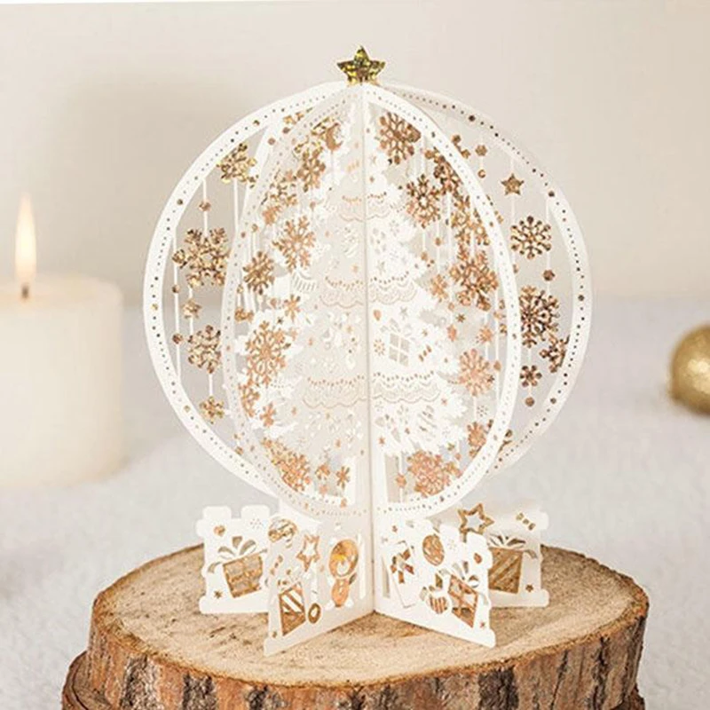 Креативная 3D Рождественская елка снежинка Navidad Golden Hallow Out поздравительная открытка дерево 14x18,5 см Рождественская продукция поздравительная открытка