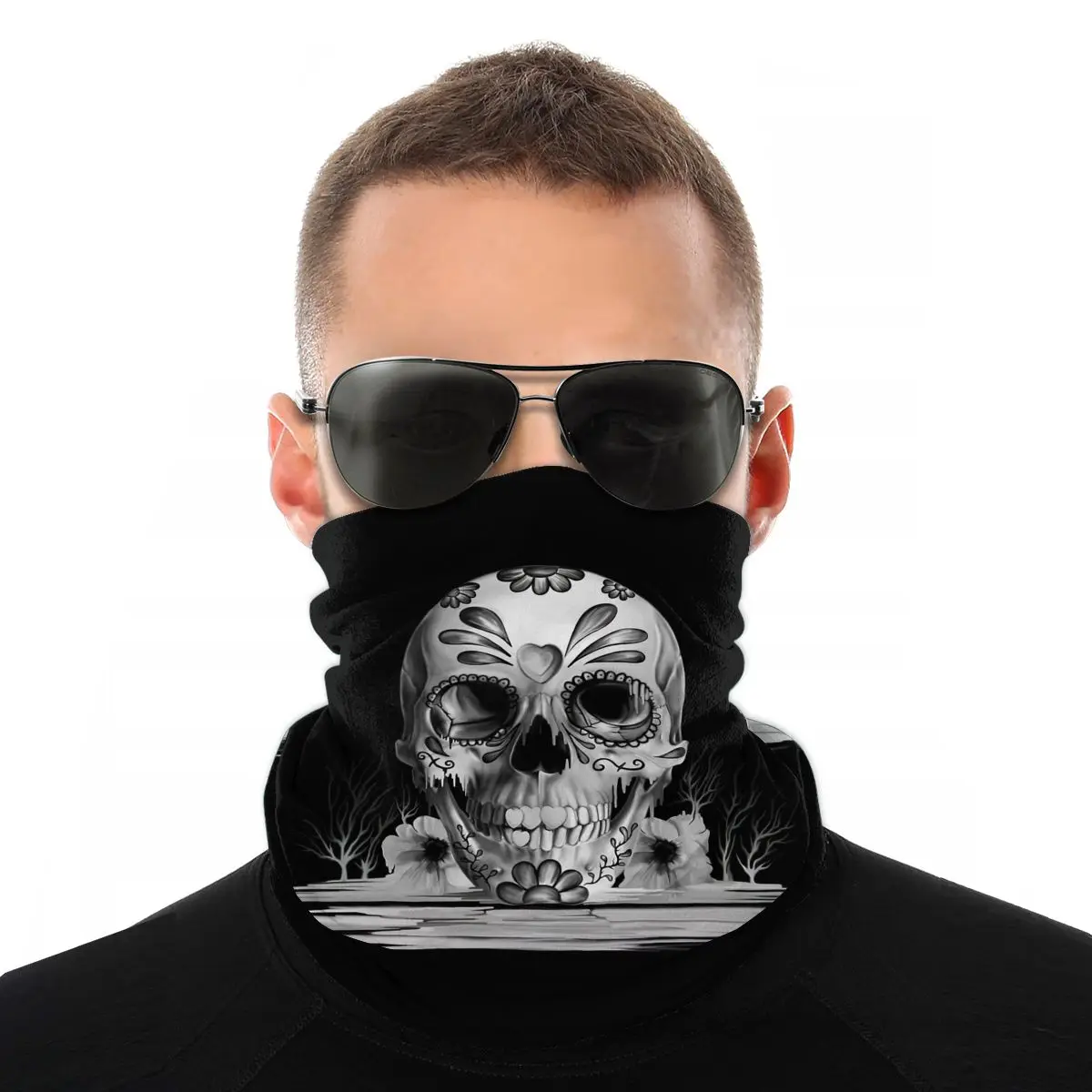 

Pulled Sugar Melting Sugar Skull Magic Scarf Neck Face Mask Halloween Tube Mask Neck Bandanas Polyester Headband Biking Camping